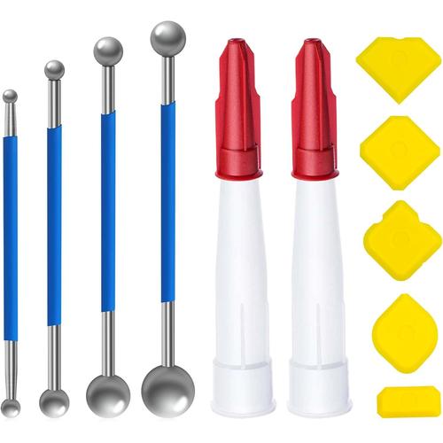 Lot de 13 outils grattoir - Kit de lissage joints - Kit d'outils d'étanchéité carrelage - 4 extracteurs à billes en métal et 9 lisseurs en silicone salle de bain et dans les sols