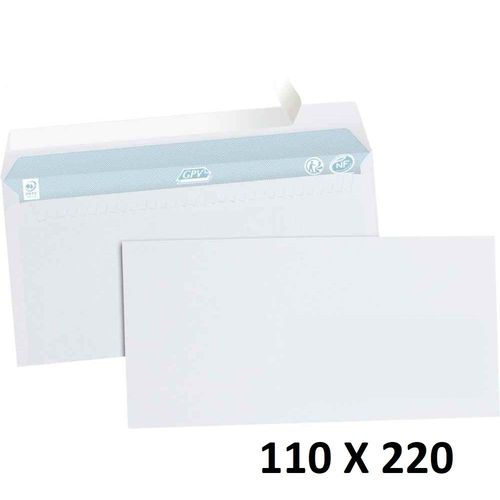 5x Enveloppe Blanches Courrier Auto-Adhésives 110x220mm 11x22cm Dl Sf