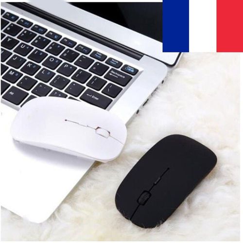 Souris Optique sans fil 2,4GHz 1600 Dpi Mince Ergonomique + Récepteur USB Blanc