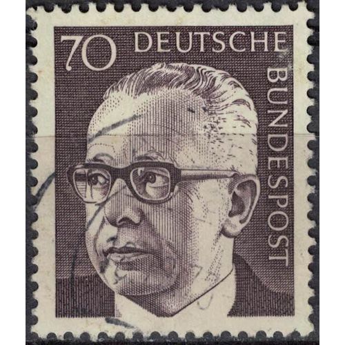 Allemagne 1971 Oblitéré Used Dr Gustav Heinemann Ancien Président Fédéral 70 Pfennig Su