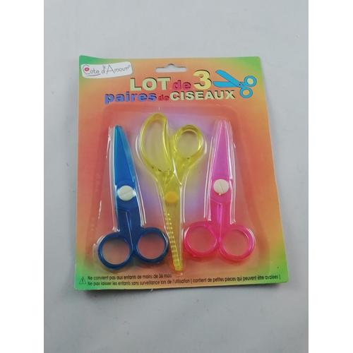 3 X Paires De Ciseaux Plastique Enfant Apprentissage Sans Risque De Coupure