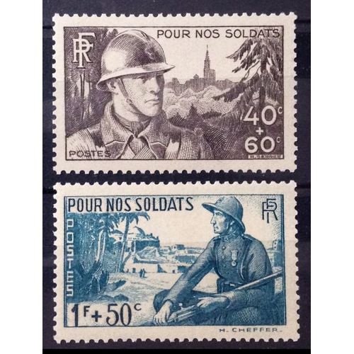 Série Pour Nos Soldats - Superbes N° 451-452 Neufs* - Cote 4,60 - France Année 1940 - N26211