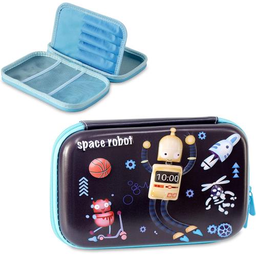 Trousse Scolaire Pour Filles Garcon, 3d Trousse Grande Capacité, Trousse Scolaire Kawaii, Eva Trousse Licorne Dinosaures Pour École (Robot De L'espace)