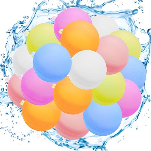 18PCS Bombe a eau Réutilisable, Ballons d'eau en Silicone Couleur, Bombes à eau Reutilisable Remplissage Rapide, Reusable Water Balloons pour Enfants Adultes (B)