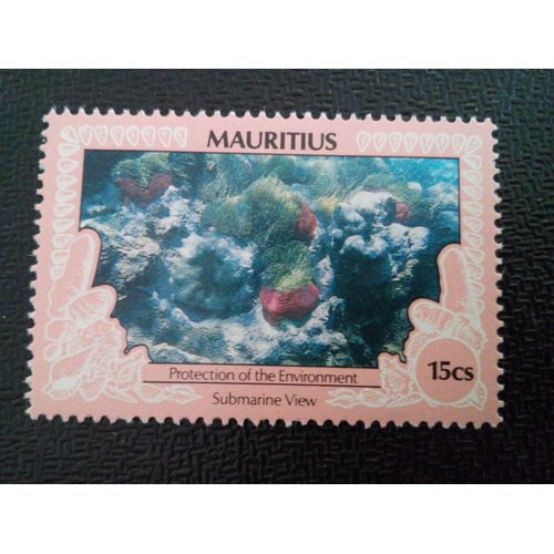 Timbre Ile Maurice Yt 748 Protection De L'environnement Vue Sous-Marine 1988 ( 110204 )