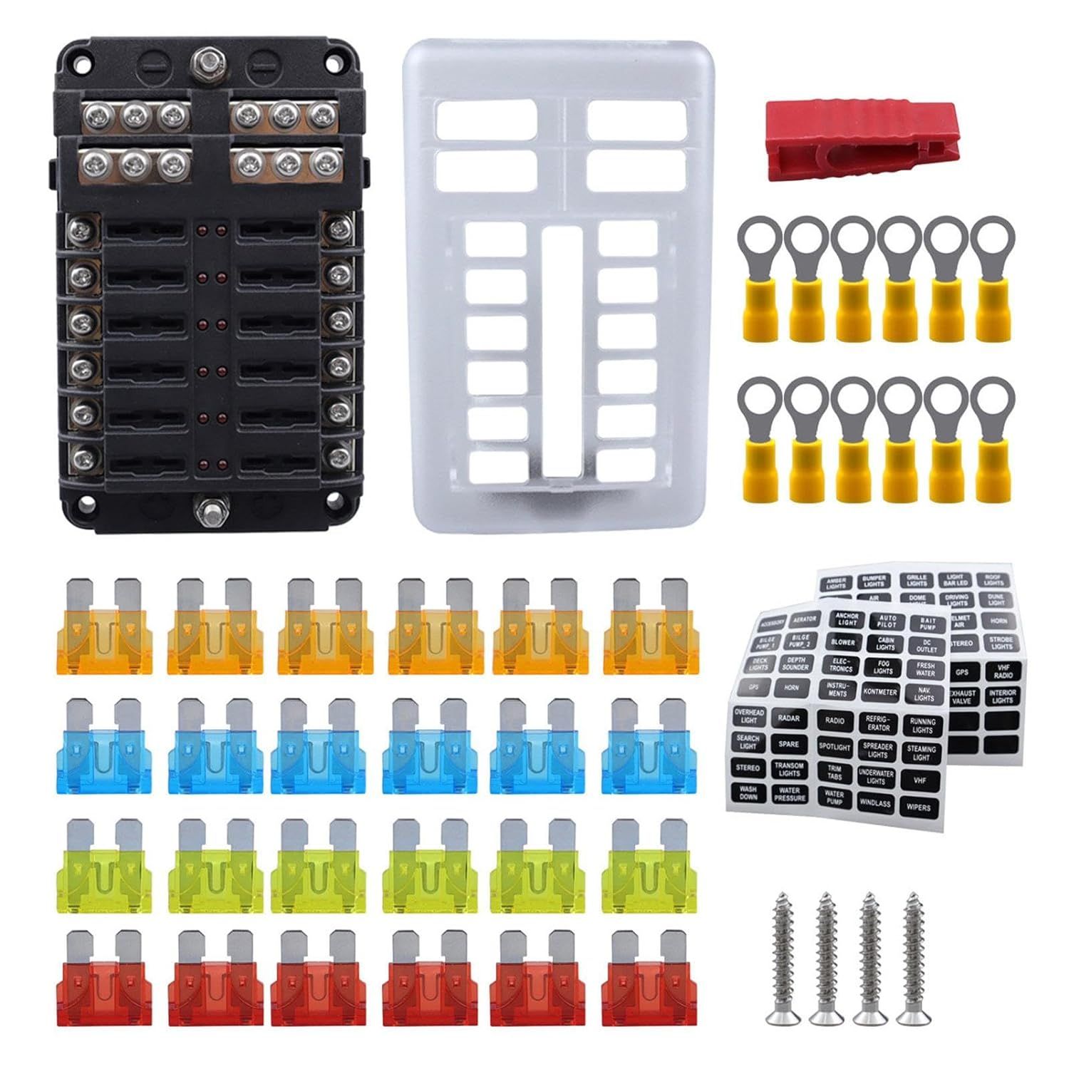 Boîte À Fusibles De Voiture,Bloc De Panneau De Fusibles À 12 Voies Avec Indicateur Led - Dépannage Rapide Des Circuits Pour Automobiles, Motos, Camions, Véhicules Tout-Terrain, Bateaux