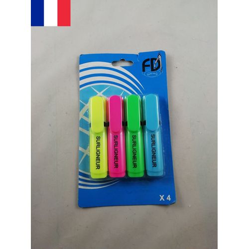 Lot 8x Surligneurs Type Stabilo Multicolores Jaune Rose Vert Bleu Surligner Surligneur