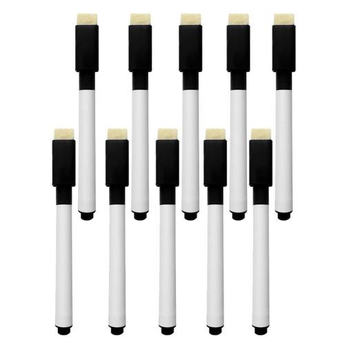 10x Feutre Marqueur Noir Effaçable Tableau Blanc Whiteboard Marker