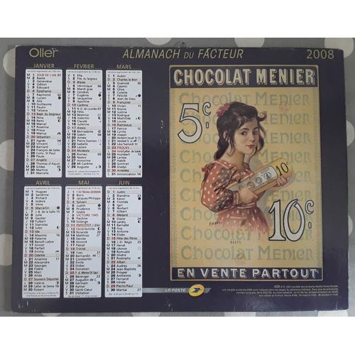Almanach Du Facteur Année 2008 - Publicité Chocolat Menier & Beurre D'isigny
