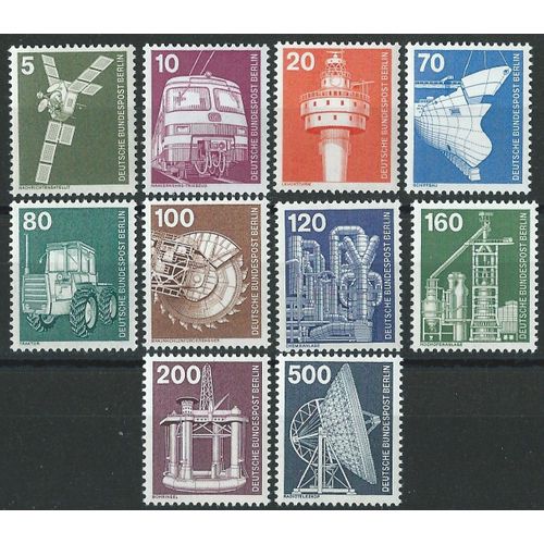Timbres Berlin Allemagne Fédérale 1975 Lot De 10 Neufs** Industrie Et Technologie N° 458 À 460, 464 À 467, 469 À 471