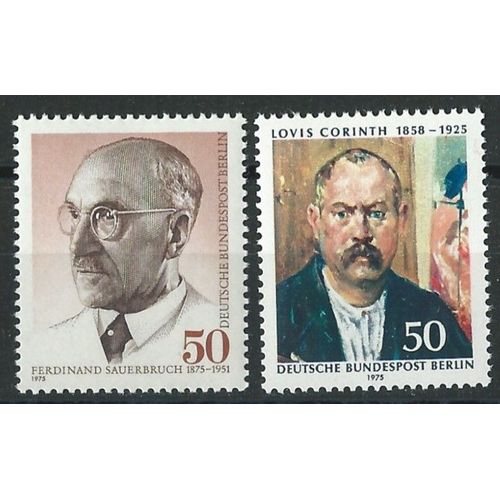 Timbres Berlin Allemagne Fédérale 1975 Neufs** Ferdinand Sauerbruch Et Louis Corinth N° 456 Et 473