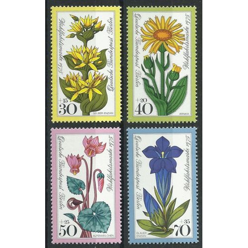 Timbres Berlin Allemagne Fédérale 1975 Lot De 4 Neufs** Fleurs Des Alpes N° 474 À 477
