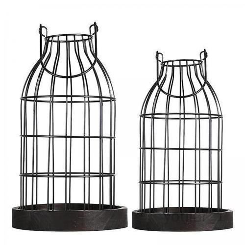 10 Lanterne à bougie de ferme, lanterne rustique en forme de cage à oiseaux