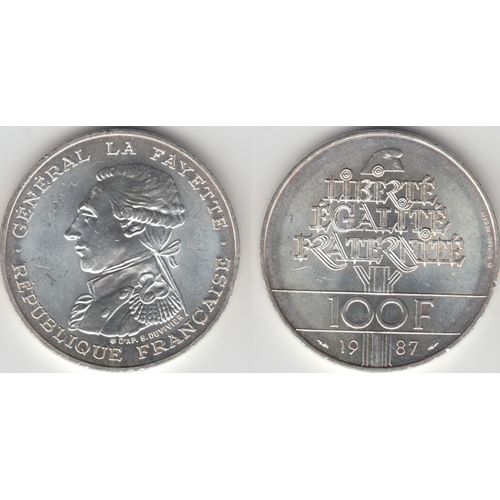 Monnaie 100 Francs Lafayette, Argent 1987