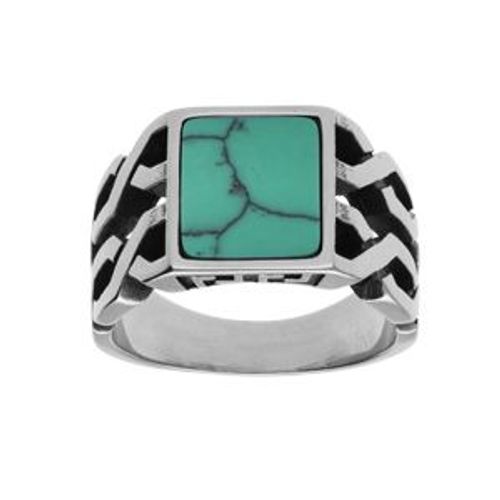 Bague Acier Plateau Turquoise Imitation