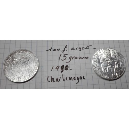 Monnaie 100 Francs Charlemagne Argent 1990