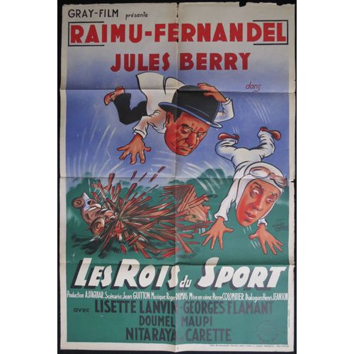 Les Rois Du Sport - Film 1937 R?alis? Par Pierre Colombier Avec Raimu, Fernandel, Jules Berry - Affiche De Cin?ma 80x120 Cm - Movie Poster - Illustration Roger Cartier