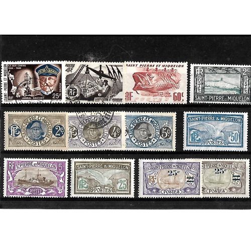 Saint Pierre Et Miquelon-Lot De 12 Timbres Neufs Avec Traces De Charnières Et Oblitérés -Très Bon Etat