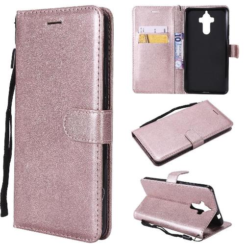 Flip Étui Pour Huawei Mate 9 Étui De Téléphone Portefeuille D'affaires Avec Fente Pour Carte Cuir De Haute Qualité Couleur Solide Classique - Couleur Rose