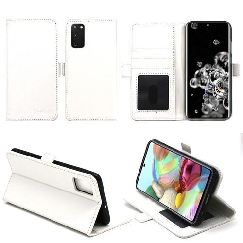 Etui Blanc Pour Samsung Galaxy S20 Protection Portefeuille Blanche À Rabat Avec Porte Cartes