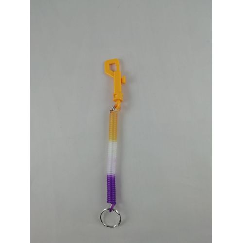Porte Clé Cordon 20 Cm À Ressort Élastique Avec Mousqueton Plastique 6 Couleurs