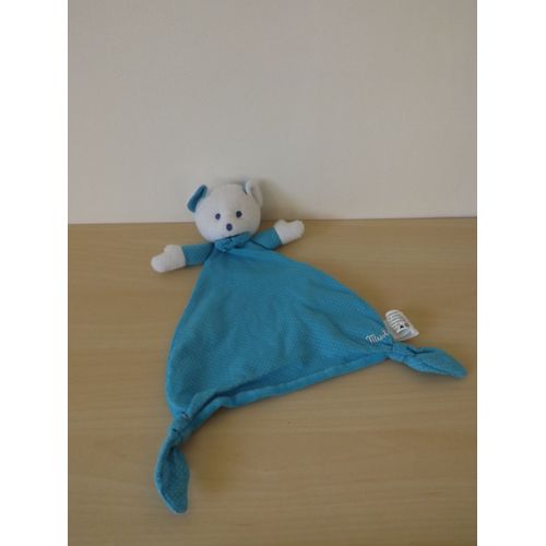 Doudou Ours Blanc Bleu A Pois Musti De Mustela