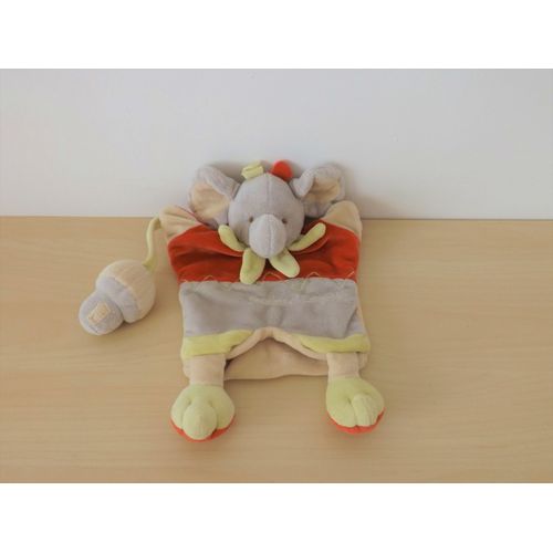Doudou Éléphant Gris Rouge Vert Doudou Et Compagnie