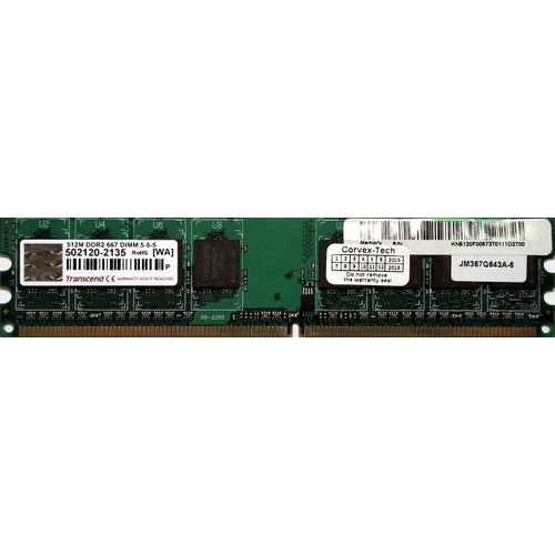 512MB Transcend DDR2-667MHz PC2-5300U NonECC Unbuffered