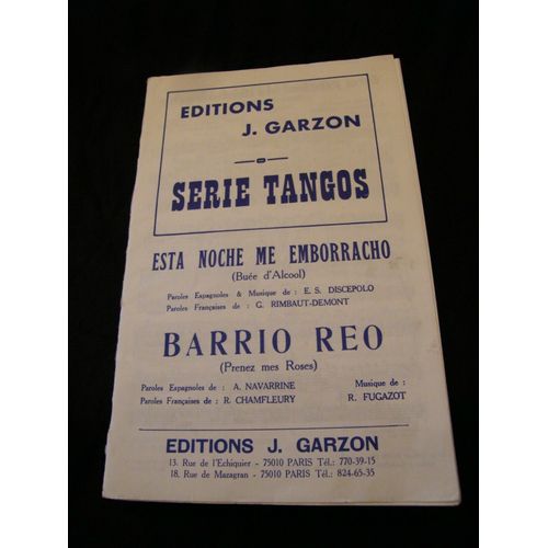 Esta Noche Me Emborracho / Barrio Reo. Serie Tangos Orchestre