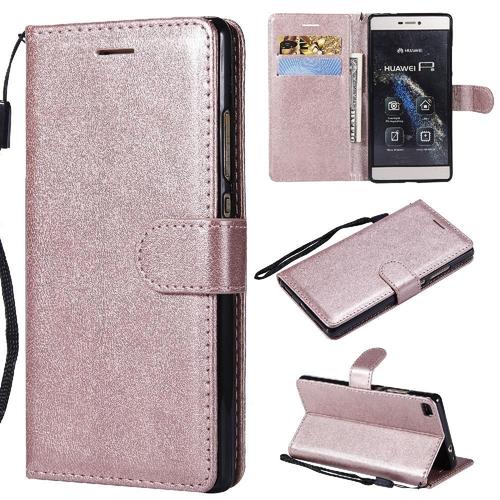 Flip Étui Pour Huawei P8 Avec Fente Pour Carte Couleur Solide Classique Étui De Téléphone Portefeuille D'affaires Cuir De Haute Qualité - Couleur Rose