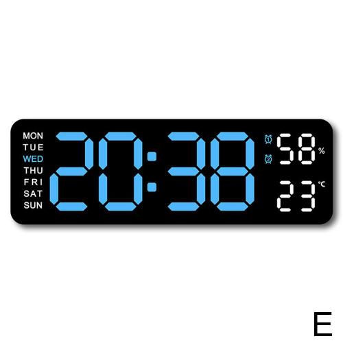 lumiere bleue de coquille noire 1 PCS Avec calendrier Date temperature lED grand ecran USB alarme murale numerique Clo