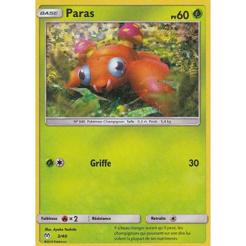 Carte Pokemon - Paras - 3/40 - Holo-Mosaïque - Macdonald 2019
