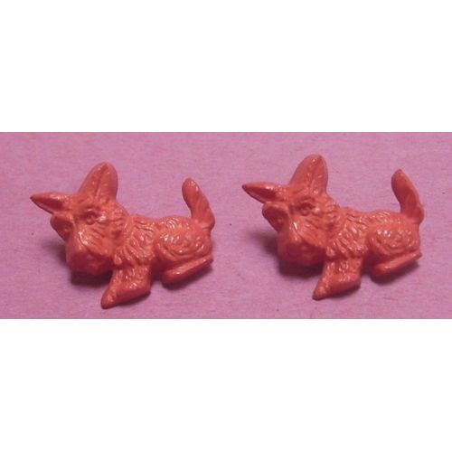 Lot De 2 : Bouton Chien Marron Orangé - Résine