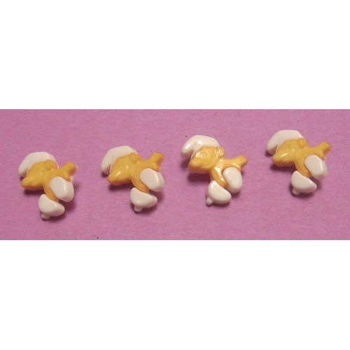 Lot De 4 : Bouton Schtroumpf Jaune Et Blanc - Résine