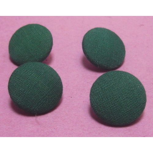 Lot De 4 : Bouton Vert Uni - Tissu Et Dos Aluminium - Diamètre. 20,5 Mm