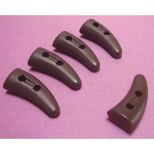 Lot De 5 : Bouton 2 Trous Marron Forme Corne - Résine