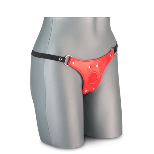 Harnais Cuir Rouge Pour Gode
