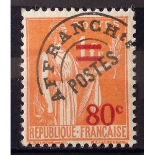 Préoblitéré Paix 80c / 1f Orange (Superbe N° 74) Neuf* - France Année 1922 - N26521