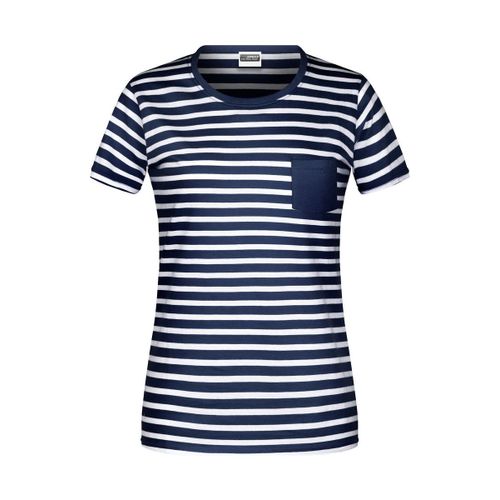 T-Shirt Ray? Coton Bio Marini?Re Pour Femme - 8027 - Bleu Marine Et Blanc