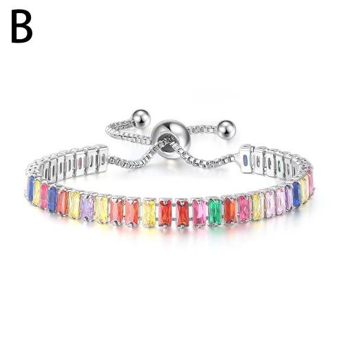 Platinum Bracelets Multicolores Reglables Femmes Mariage Arc-En-Ciel Bracxpct Zircon Platinum