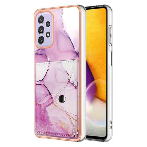 Étui Pour Samsung Galaxy A53 5g Fentes Pour Cartes Pare-Chocs En Tpu Souple Marbre Portefeuille Slim - Rose Rouge