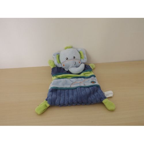Doudou Éléphant Bleu Vert Nicotoy