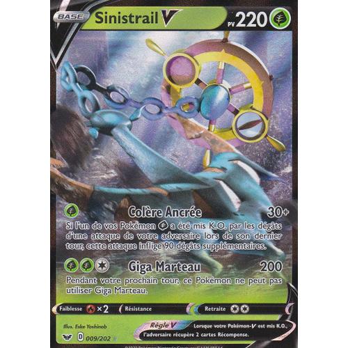 Carte Pokemon - Sinistrail V -009/202 - Ultra Rare - Épée Et Bouclier