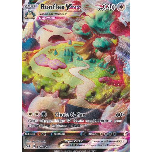 Carte Pokemon - Ronflex Vmax - 142/202 - Ultra-rare en full art - épée et  bouclier