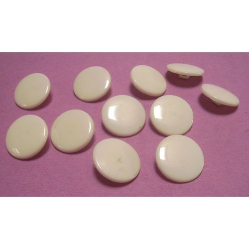 Lot De 11 : Bouton À Queue Blanc Bombé Lisse - Résine - Diamètre 20 Mm