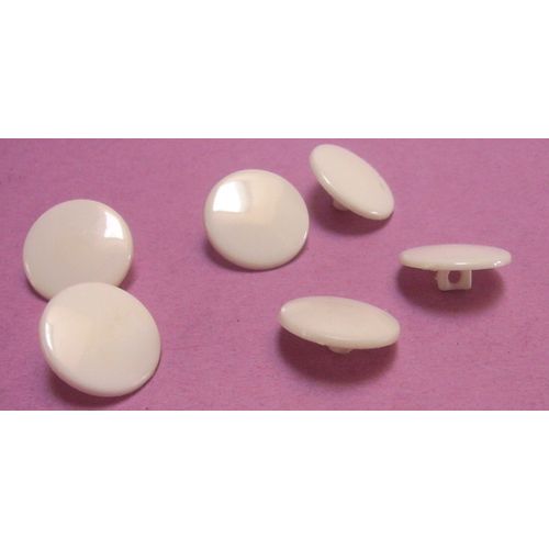 Lot De 6 : Bouton À Queue Blanc Bombé Lisse - Résine - Diamètre 18 Mm
