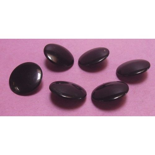 Lot De 6 : Bouton À Queue Noir Bombé Lisse - Résine - Diamètre 21 Mm