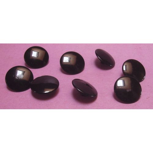 Lot De 8 : Bouton À Queue Noir Bombé Lisse - Résine - Diamètre 18 Mm