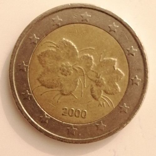 Pièce Monnaie 2 Euros Finlande 2000 Fauté - Rare Sous Capsule