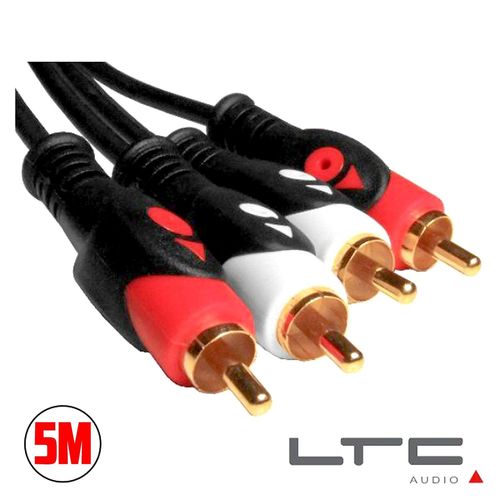 CÃ¢bles avec fiches RCA dorÃ©es mÃ¢le/mÃ¢le d'une longueur de 5 mÃ¨tres LTC CA5RR